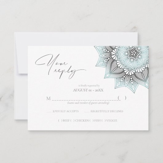 Mandala Lace Rev結婚's Lt. Blue ID968 出欠カード (正面)