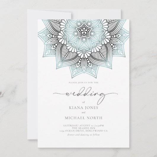 Mandala Lace Rev結婚's Lt. Blue ID968 招待状 (正面)