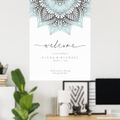 Mandala Lace Wedding Welcome Lt. Blue ID968 ポスター (ホームオフィス)