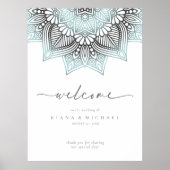 Mandala Lace Wedding Welcome Lt. Blue ID968 ポスター (正面)