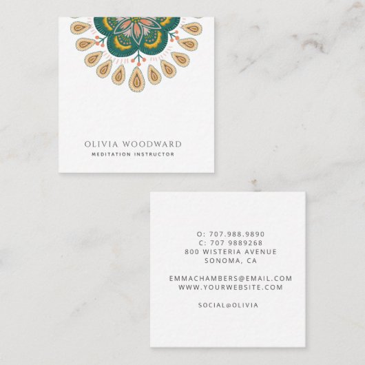 Mandala Meditation Instructor スクエア名刺 (正面/裏面)