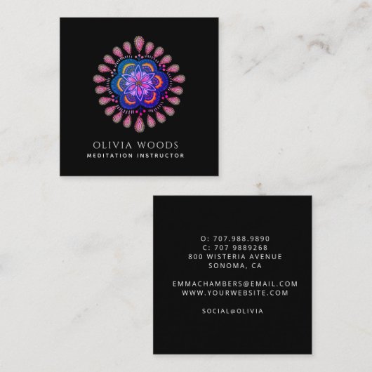 Mandala Meditation Instructor スクエア名刺 (正面/裏面)