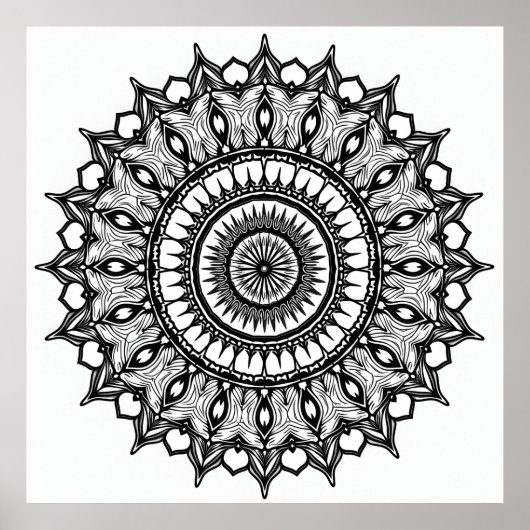 Mandala on white ポスター (正面)