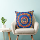 Mandala orange blue lumbar pillow クッション (椅子)