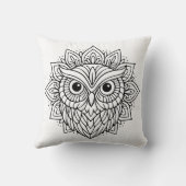 Mandala Owl Head Line Art クッション (裏面)