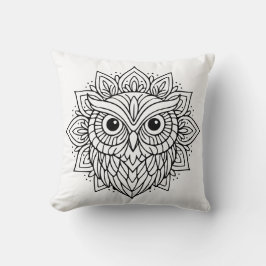 Mandala Owl Head Line Art クッション
