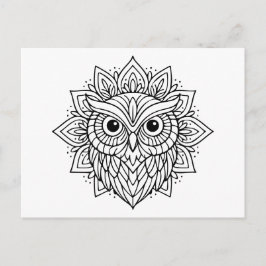 Mandala Owl Head Line Art ポストカード
