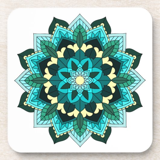 Mandala Pattern 02 in aqua Coaster コースター (正面)