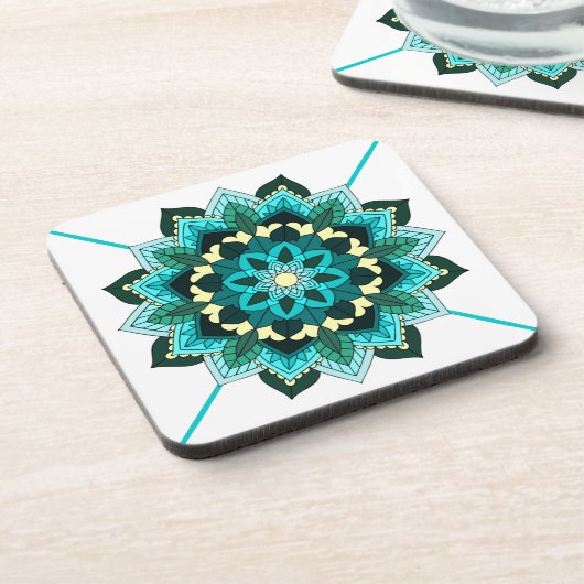 Mandala Pattern 02 in aqua Coaster コースター (左側)