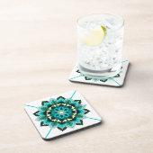 Mandala Pattern 02 in aqua Coaster コースター (右側)