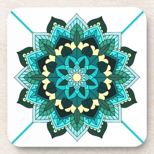 Mandala Pattern 02 in aqua Coaster コースター (正面)