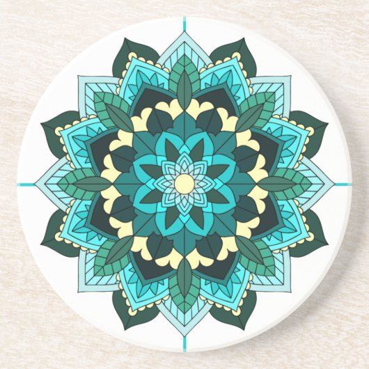 Mandala Pattern 02 in aqua Coaster コースター (正面)