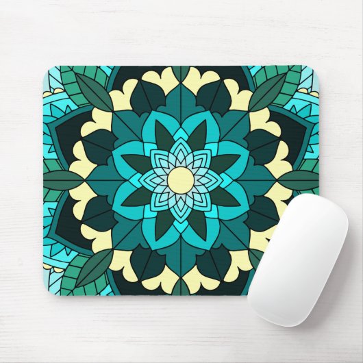 Mandala Pattern 02 in aqua Mouse pad マウスパッド (マウス)