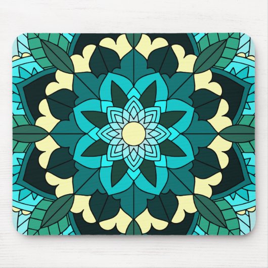 Mandala Pattern 02 in aqua Mouse pad マウスパッド (正面)