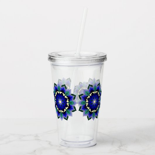 Mandala Pattern 02 in dark blue アクリルタンブラー (裏面)