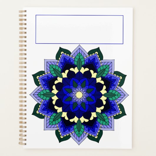 Mandala Pattern 02 in dark blue プランナー手帳 (正面)