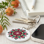 Mandala Pattern 02 in deep pink キーホルダー (正面右)