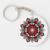Mandala Pattern 02 in deep pink キーホルダー (正面)