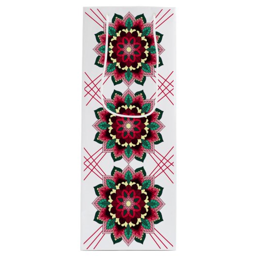 Mandala Pattern 02 in deep pink Wine Gift Bag ワインギフトバッグ (正面)