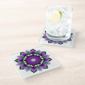 Mandala Pattern 02 in purple ガラスコースター (アングル)