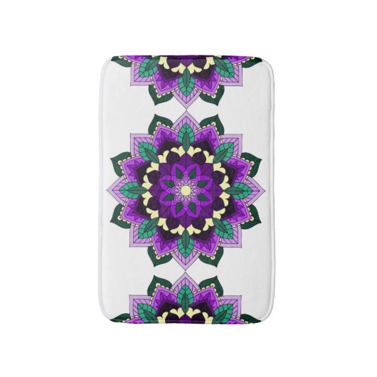 Mandala Pattern 02 in purple バスマット (正面縦)