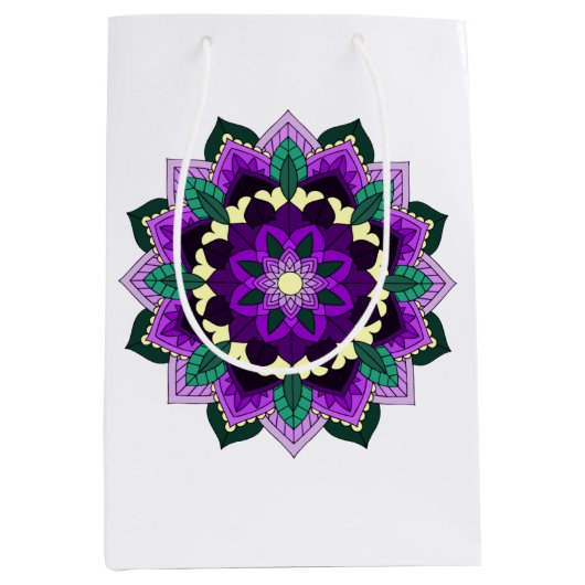 Mandala Pattern 02 in purple Medium Gift Bag ミディアムペーパーバッグ (正面)