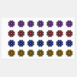 Mandala Pattern 02 in purple, pink, blue & yellow ラベル