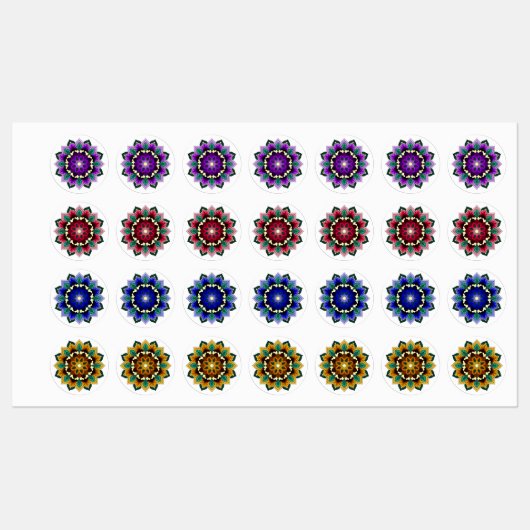 Mandala Pattern 02 in purple, pink, blue & yellow ラベル (シート)