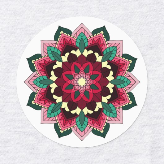 Mandala Pattern 02 in purple, pink, blue & yellow ラベル (デザイン2)