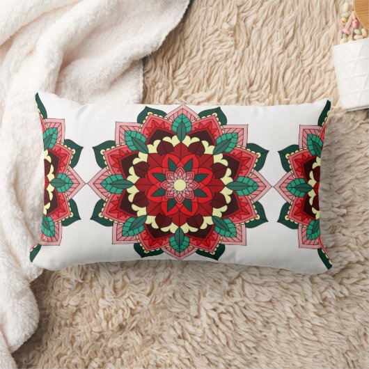 Mandala Pattern 02 in red ランバークッション (ブランケット)