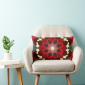 Mandala Pattern 02 in red Lumbar Cushion ランバークッション (椅子)