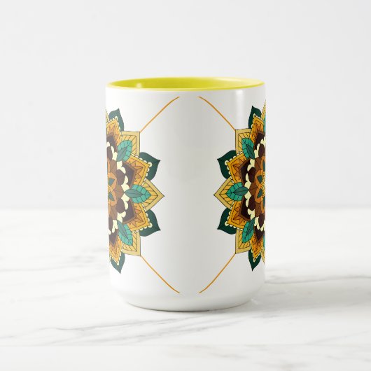 Mandala Pattern 02 in yellow & tan Mug マグカップ (中央)