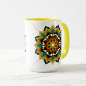 Mandala Pattern 02 in yellow & tan Mug マグカップ (正面右)