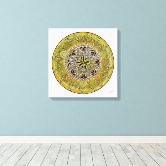 Mandala Solaris キャンバスプリント (インサイチュ (ウッドフロア))