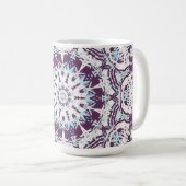 Mandala Spiritual Kaleidoscope Blue Purple White.  コーヒーマグカップ (正面右)