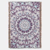 Mandala Spiritual Kaleidoscope Blue Purple White.  スローブランケット (正面縦)