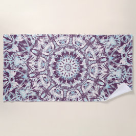 Mandala Spiritual Kaleidoscope Blue Purple White. ビーチタオル