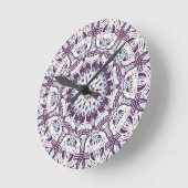 Mandala Spiritual Kaleidoscope Blue Purple White.  ラウンド壁時計 (傾斜)