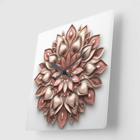 mandala style ornament スクエア壁時計 (傾斜)