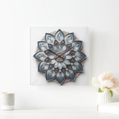 mandala style ornament スクエア壁時計 (ホーム)