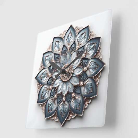 mandala style ornament スクエア壁時計 (傾斜)