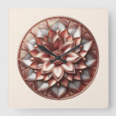 mandala style ornament, soft red スクエア壁時計 (正面)