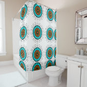 Mandala Teal Orbit シャワーカーテン (インサイチュ)