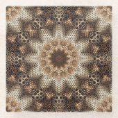 Mandala with Hexagonal Elements ガラスコースター (正面)