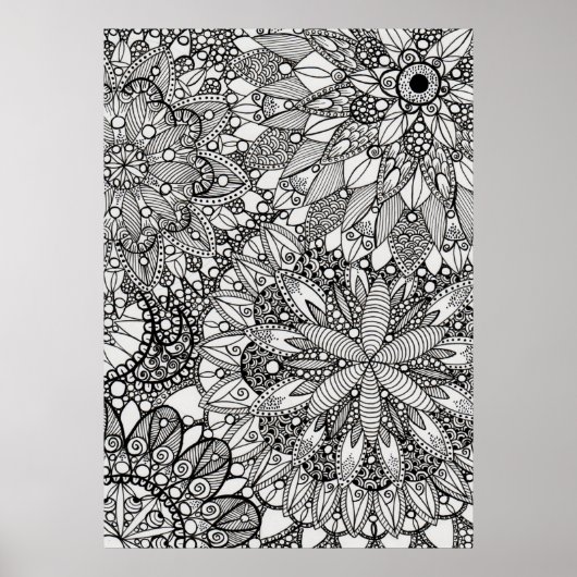 Mandala Zen Pattern Lineart Poster Print ポスター (正面)