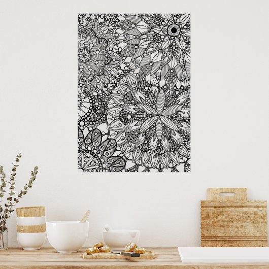 Mandala Zen Pattern Lineart Poster Print ポスター (キッチン)