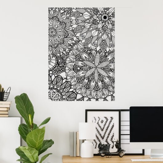 Mandala Zen Pattern Lineart Poster Print ポスター (ホームオフィス)