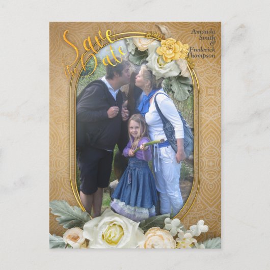 Mandalasの金ゴールドと白い写真の背景 案内ポストカード (正面)