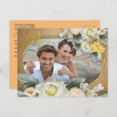 Mandalasの金ゴールド、白いバラの写真フレーム 案内ポストカード (正面/裏面)