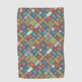 Mandalas四角形の四角形のミュート色パターン ゴルフタオル (正面)